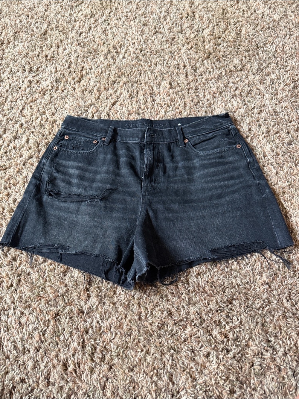 American Eagle Outfitters Black relaxed Distressed Denim Cutoff Shorts NWOT